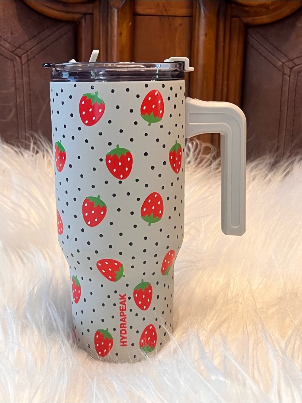 Hydrapeak Strawberry Print White Travel Mug with Handle new 40 onz - Picture 11 of 11